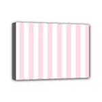 Vertical Stripes - White and Piggy Pink Mini Canvas 7  x 5  (Stretched)
