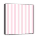 Vertical Stripes - White and Piggy Pink Mini Canvas 8  x 8  (Stretched)