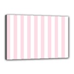 Vertical Stripes - White and Piggy Pink Canvas 18  x 12  (Stretched)