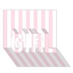 Vertical Stripes - White and Piggy Pink GIRL 3D Greeting Card (7x5)
