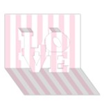 Vertical Stripes - White and Piggy Pink LOVE 3D Greeting Card (7x5)
