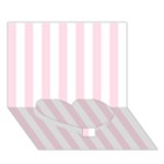 Vertical Stripes - White and Piggy Pink Heart Bottom 3D Greeting Card (7x5)