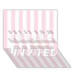 Vertical Stripes - White and Piggy Pink YOU ARE INVITED 3D Greeting Card (7x5)