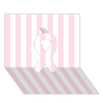 Vertical Stripes - White and Piggy Pink Ribbon 3D Greeting Card (7x5)