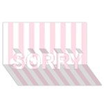 Vertical Stripes - White and Piggy Pink SORRY 3D Greeting Card (8x4)