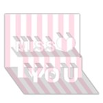 Vertical Stripes - White and Piggy Pink Miss You 3D Greeting Card (7x5)
