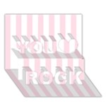 Vertical Stripes - White and Piggy Pink You Rock 3D Greeting Card (7x5)