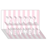 Vertical Stripes - White and Piggy Pink Happy New Year 3D Greeting Card (8x4)