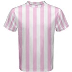 Vertical Stripes - White and Classic Rose Pink Men s Cotton Tee