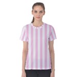 Vertical Stripes - White and Classic Rose Pink Women s Cotton Tee