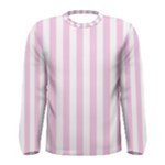 Vertical Stripes - White and Classic Rose Pink Men s Long Sleeve T-shirt
