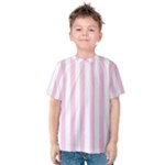 Vertical Stripes - White and Classic Rose Pink Kid s Cotton Tee