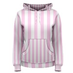 Vertical Stripes - White and Classic Rose Pink Women s Pullover Hoodie