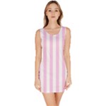 Vertical Stripes - White and Classic Rose Pink Bodycon Dress