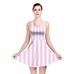 Vertical Stripes - White and Classic Rose Pink Reversible Skater Dress