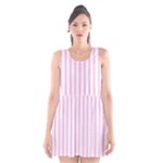 Vertical Stripes - White and Classic Rose Pink Scoop Neck Skater Dress