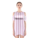 Vertical Stripes - White and Classic Rose Pink Women s Cutout Shoulder Dress