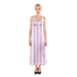 Vertical Stripes - White and Classic Rose Pink Full Print Maxi Dress