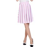 Vertical Stripes - White and Classic Rose Pink A-Line Skirt