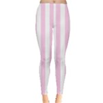Vertical Stripes - White and Classic Rose Pink Women s Leggings