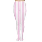 Vertical Stripes - White and Classic Rose Pink Women s Tights