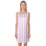Vertical Stripes - White and Classic Rose Pink Sleeveless Satin Nightdress