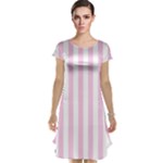 Vertical Stripes - White and Classic Rose Pink Cap Sleeve Nightdress