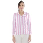 Vertical Stripes - White and Classic Rose Pink Wind Breaker (Women)