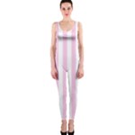 Vertical Stripes - White and Classic Rose Pink OnePiece Catsuit