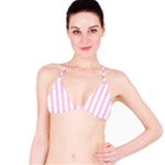 Vertical Stripes - White and Classic Rose Pink Bikini Top