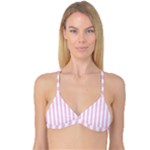 Vertical Stripes - White and Classic Rose Pink Reversible Tri Bikini Top