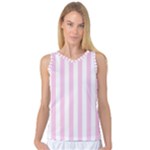 Vertical Stripes - White and Classic Rose Pink Women s Basketball Tank Top