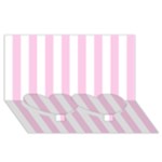 Vertical Stripes - White and Classic Rose Pink Twin Heart Bottom 3D Greeting Card (8x4)