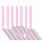 Vertical Stripes - White and Classic Rose Pink Circle Bottom 3D Greeting Card (7x5)