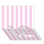 Vertical Stripes - White and Classic Rose Pink LOVE Bottom 3D Greeting Card (7x5)