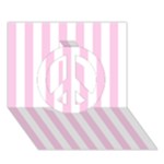 Vertical Stripes - White and Classic Rose Pink Peace Sign 3D Greeting Card (7x5)