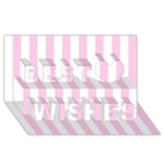 Vertical Stripes - White and Classic Rose Pink Best Wish 3D Greeting Card (8x4)