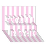 Vertical Stripes - White and Classic Rose Pink You Rock 3D Greeting Card (7x5)