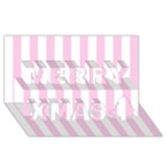 Vertical Stripes - White and Classic Rose Pink Merry Xmas 3D Greeting Card (8x4)