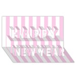Vertical Stripes - White and Classic Rose Pink Happy New Year 3D Greeting Card (8x4)