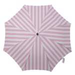 Vertical Stripes - White and Classic Rose Pink Hook Handle Umbrella (Small)
