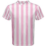 Vertical Stripes - White and Cotton Candy Pink Men s Cotton Tee
