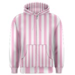 Vertical Stripes - White and Cotton Candy Pink Men s Zipper Hoodie