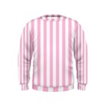 Vertical Stripes - White and Cotton Candy Pink Kid s Sweatshirt