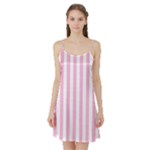 Vertical Stripes - White and Cotton Candy Pink Satin Night Slip