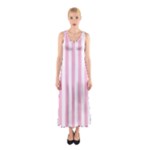 Vertical Stripes - White and Cotton Candy Pink Full Print Maxi Dress