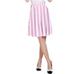 Vertical Stripes - White and Cotton Candy Pink A-Line Skirt