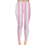 Vertical Stripes - White and Cotton Candy Pink Women s Leggings