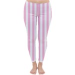 Vertical Stripes - White and Cotton Candy Pink Winter Leggings