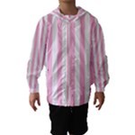 Vertical Stripes - White and Cotton Candy Pink Hooded Wind Breaker (Kids)
